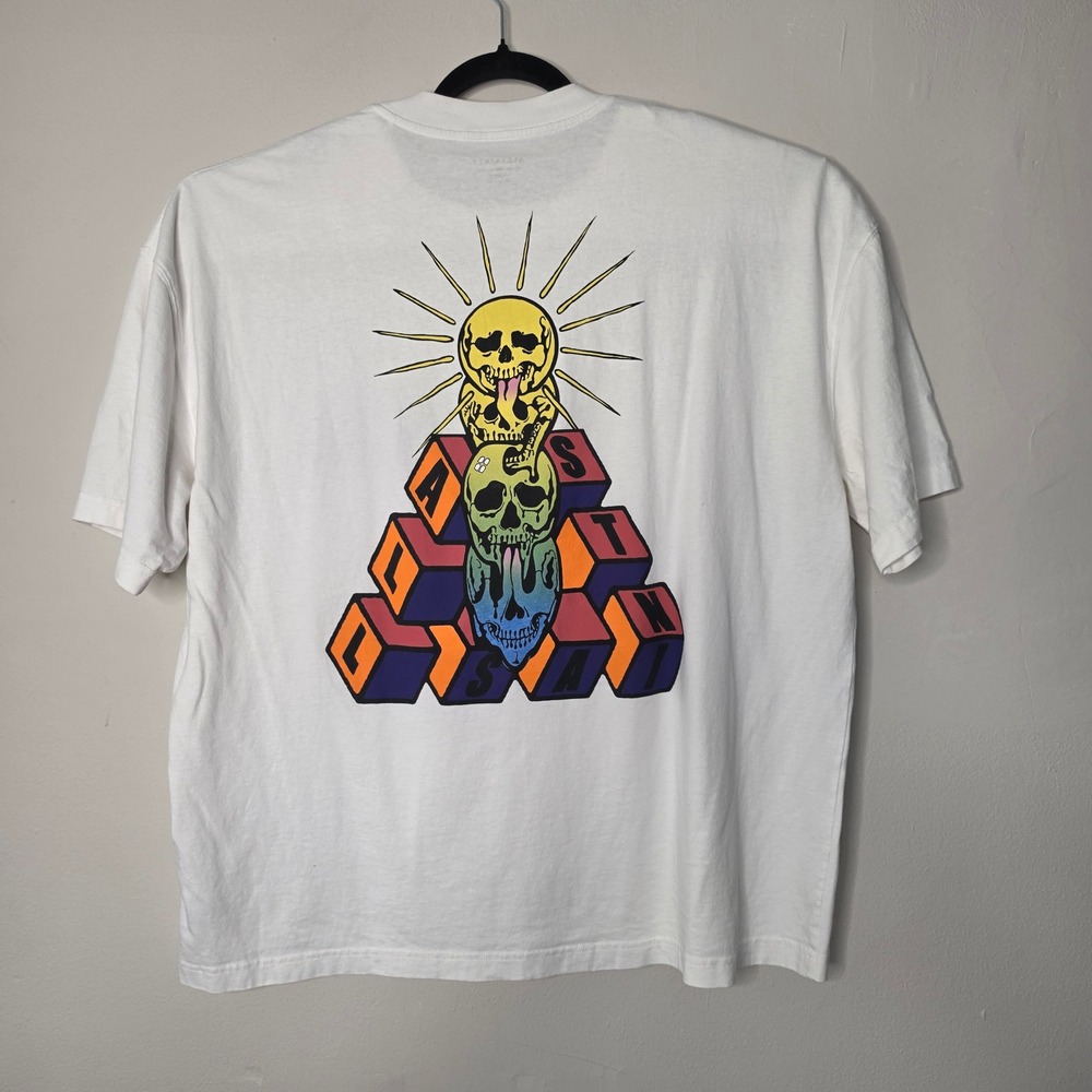 AllSaints T-Shirt Men XXL White Graphic Skull Oversized Fit Organic Cotton Tee
